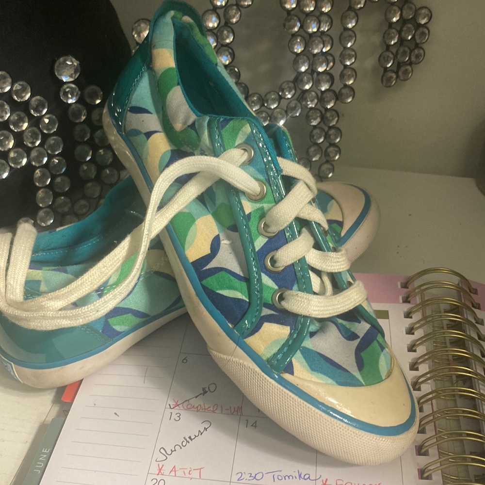 Coach green blue and white sneaker